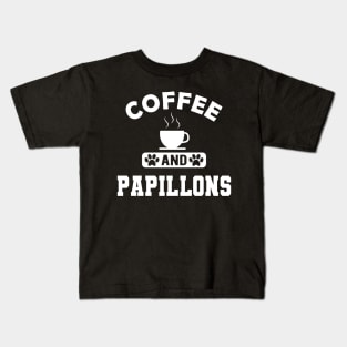 Papillon Dog - Coffee and papillons Kids T-Shirt